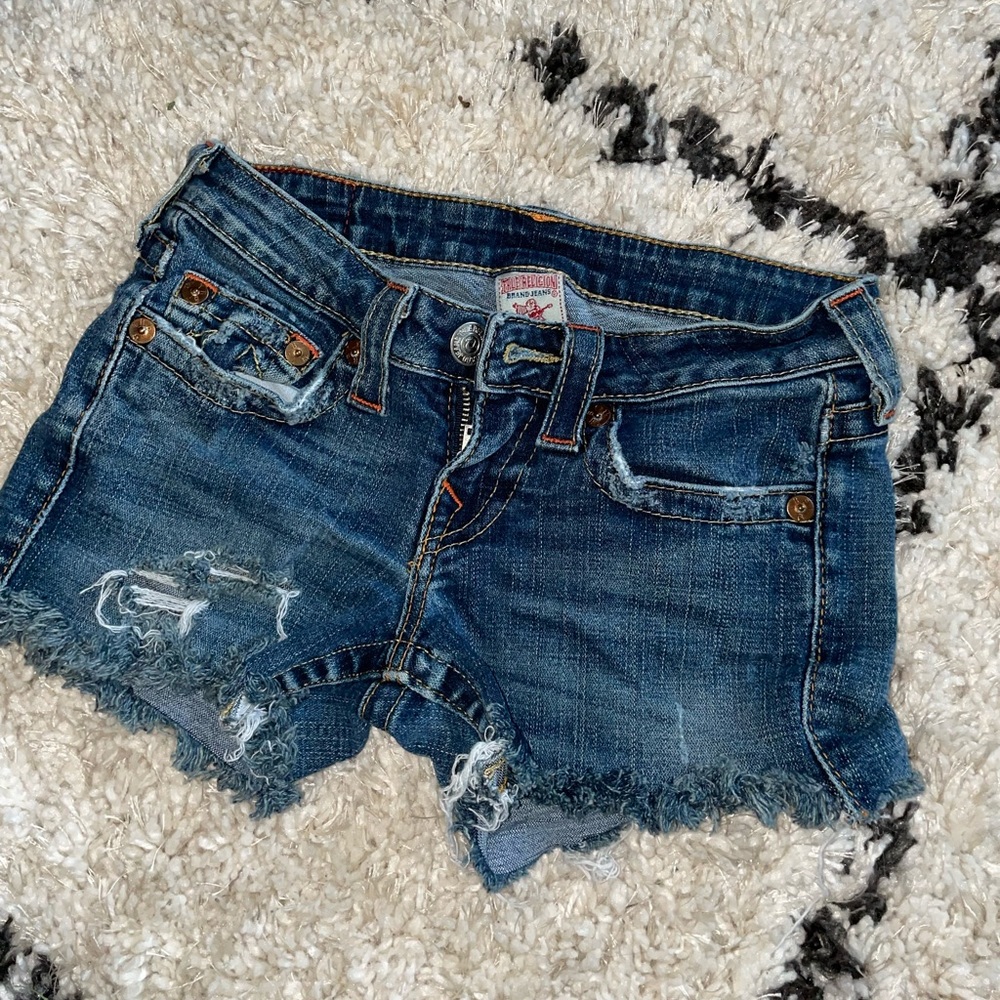 Distressed True Religion Denim Shorts